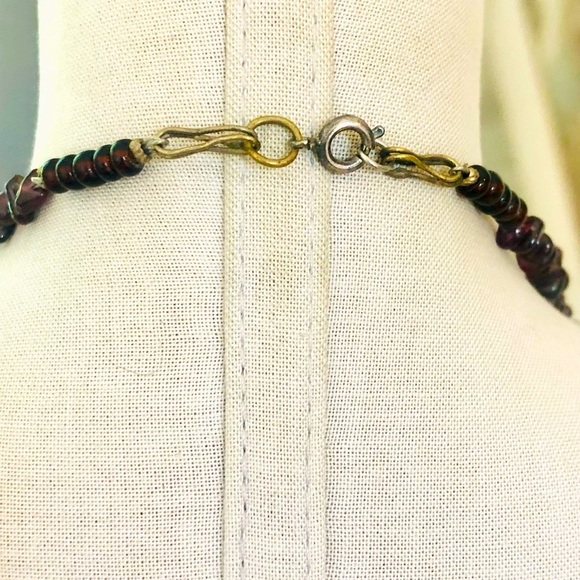 Vintage Deco Garnet Filigree Bead Necklace - Picture 5 of 15